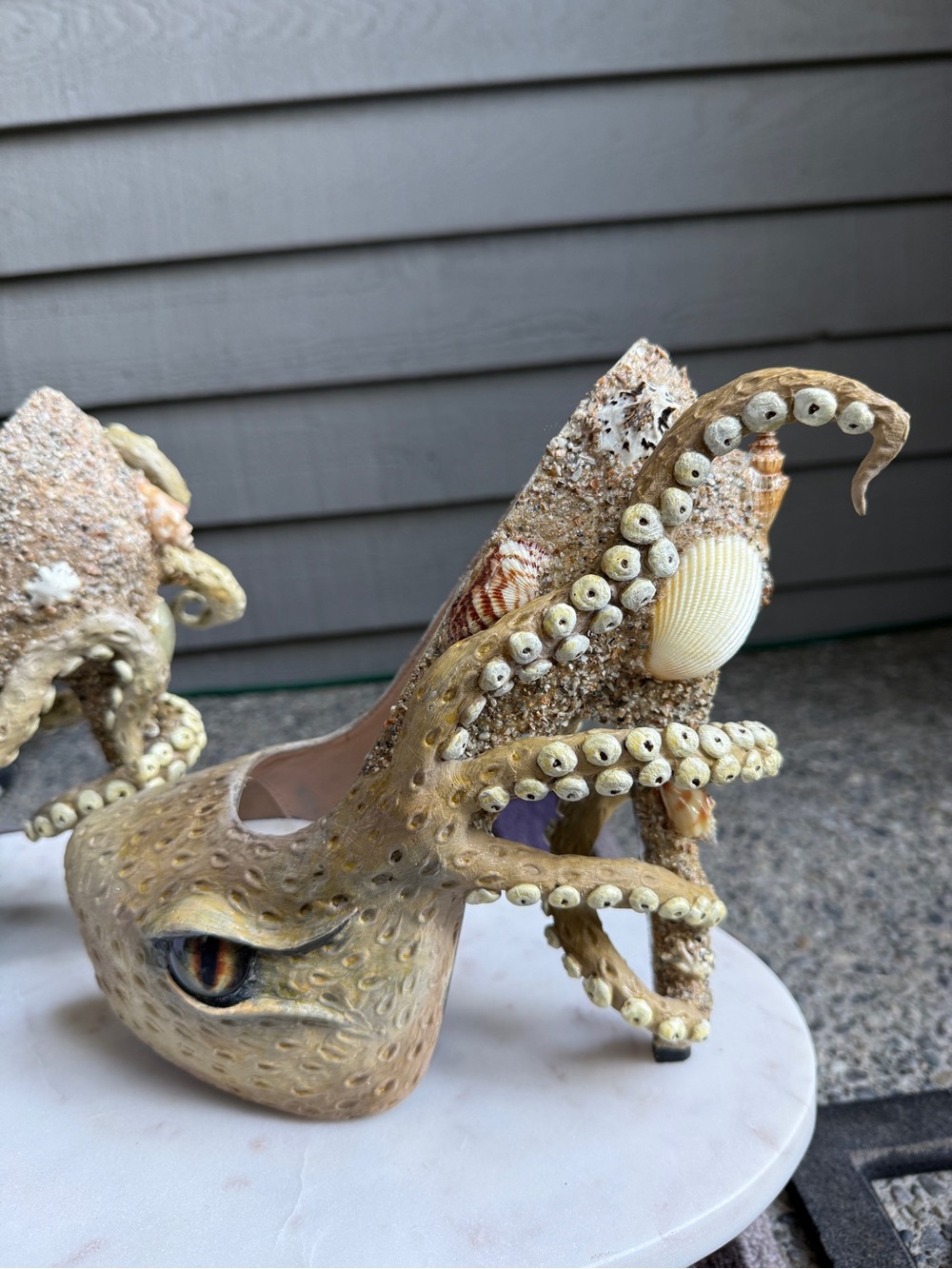 Octopus Tentacle Platform Heels in Sand